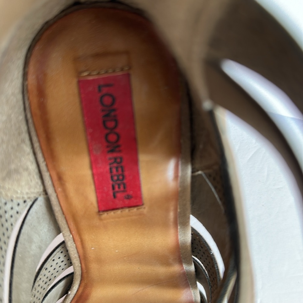 London Rebel Women’s Strappy Tan Heels - Picture 11 of 17